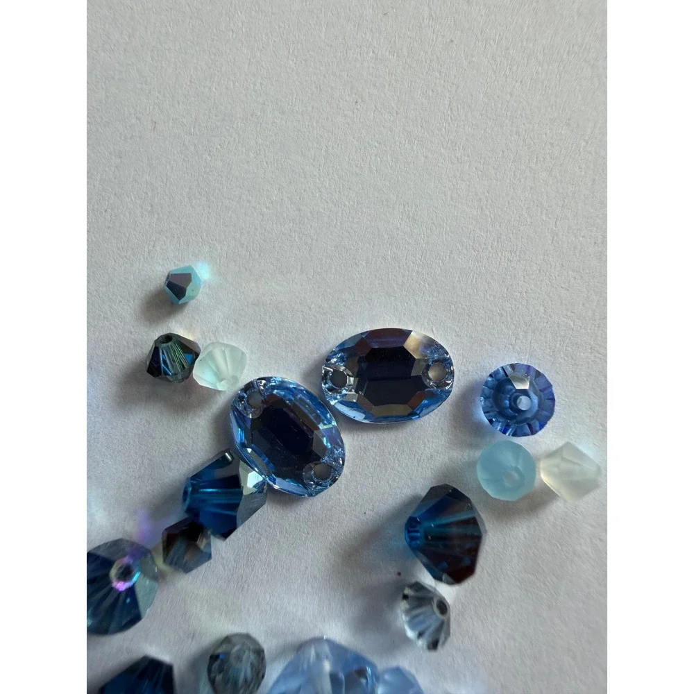VTG Swarovski Crystal Bicone Beads Mixed Blue Lot 3mm 4mm Bicone and Misc.